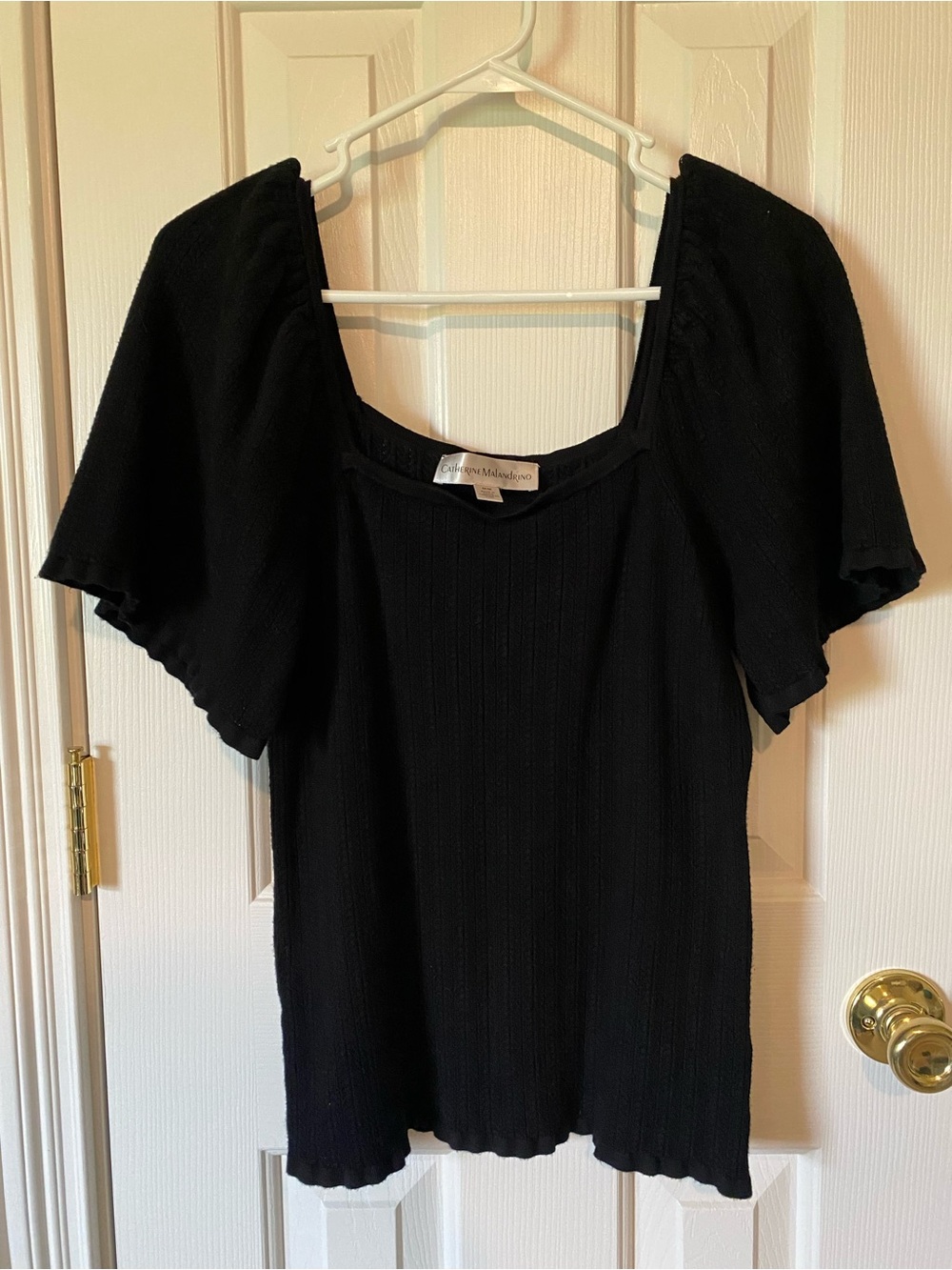 Cathrine Malandrino Black Square Neck Tulip Sleeve Top Size Medium